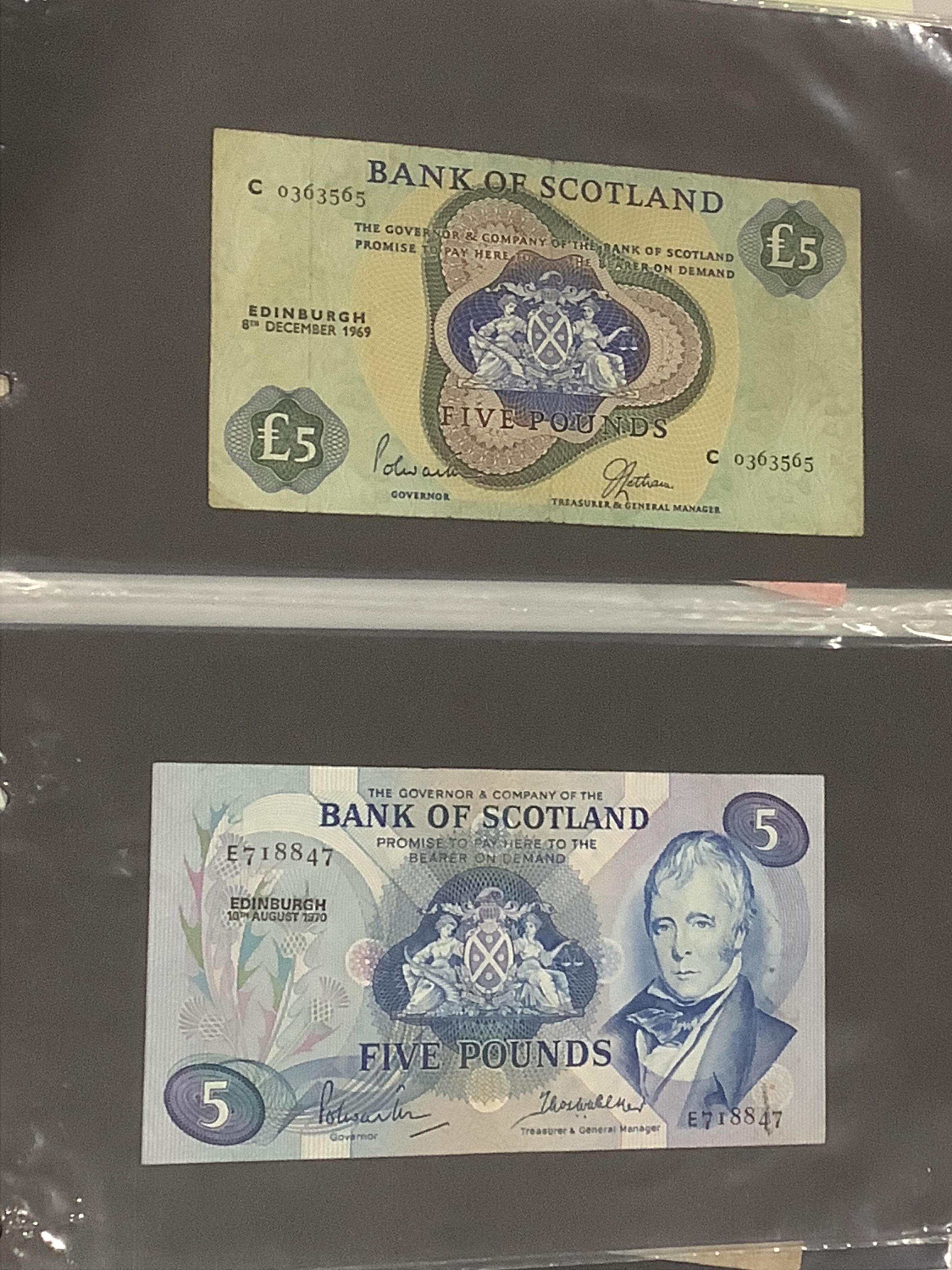 Sixteen assorted ERII Bank of Scotland banknotes